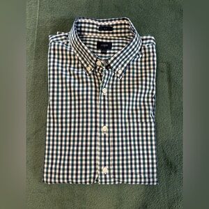 J. Crew Men's Navy and Green Plaid Shirt, Size: L, slim. (5458)